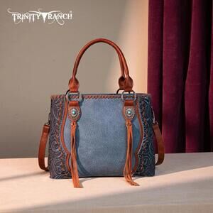 Trinity Ranch Stylish Blue Handbag with Braided Detail